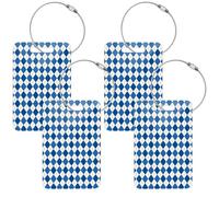 Etichette da viaggio in acrilico blu e bianco con griglia dei sogni, per bagagli, compagnie aeree, etichette per bagagli da viaggio, 4 etichette per bagagli