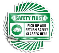 Etichette decorative in vinile con scritta "Safety First Pick Up and Return", occhiali di sicurezza per adulti, facili da applicare, divertenti adesivi per paraurti per adulti (8 x 12 cm, 5 pezzi)