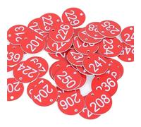 Etichette di chiavi digitali incise in plastica ci Confezione Da 100 Etichette In Plastica Con Numeri Tondi Incisi 1 A, Multicolor, Diametro 3,5 Cm(Red White)