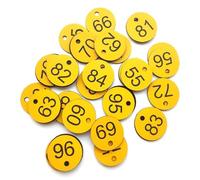 Etichette di chiavi digitali incise in plastica ci Targhette numeriche in plastica con foro 1-100, confezione multicolore da 100(Yellow)