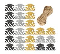Etichette Di Laurea 'Anno 2026,Ventiquattro Pezzi Etichette Cappello Sfavillanti | Decorazioni per Laurea,Per Classe, Vasetto E Barattolo, Centro a Tavola E Progetto Artigianale Da Tavolo