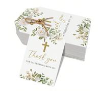 Etichette di ringraziamento per il battesimo, etichette di carta con disegno a croce per ringraziare per la celebrazione del nuovo bambino, festa di nascità, compleanno Carta tessile