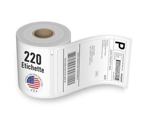 Etichette di spedizione 104 x 159 mm (4x6) compatibili con Dymo 4XL, Zebra, Epson, Double Dragon - 220 etichette/rotolo, compatibili S0904980 e 1744907, autoadesive, senza BPA, NON per 5XL