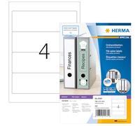 HERMA Etichette per Raccoglitori, 192 x 61 mm, Etichette Adesive A4 per Stampante, 4 Etichette per Foglio, Bianco