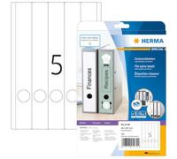 HERMA Etichette per Raccoglitori, 38 x 297 mm, Etichette Adesive A4 per Stampante, 5 Etichette per Foglio, Bianco