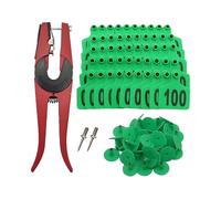Etichette identificative animali - Marcatori auricolari 001-100, accessori per la gestione del bestiame, etichette numerate | Kit applicatore per bovini da macelleria, capre, pecore,