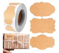 Etichette identificative in rotolo vuote - Sigilli per imballaggi con texture naturale, Etichette postali adesive decorative, Dimensioni cinque zero tre zero millimetri, Materiale in fibra di cellulos