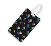 Etichette identificative per bagagli con stampa di cappelli a cilindro dai colori dell'arcobaleno, etichette per borse da viaggio con nome, etichette identificative per valigie e zaini
