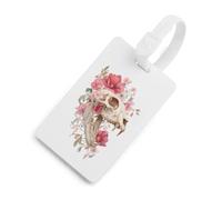 Etichette identificative per bagagli con stampa teschio di tigre dai denti a sciabola, ideali per valigie e zaini, con indicazione del nome.