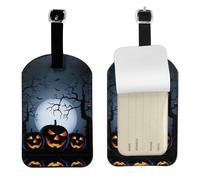 Etichette identificative per bagagli in pelle con zucche di Halloween con zucche, protezione della privacy, da viaggio, hotel, crociera, aeroporto, elementi essenziali