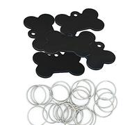 Etichette identificative per cani in alluminio a forma di osso vuoto, con anello portachiavi, 20 pezzi, colore: nero