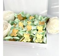 Etichette in acrilico a forma di orsetto con specchio verde salvia per battesimo del bambino, etichette di ringraziamento "Beary Much", etichette per compleanno dell'orsetto, etichette appese con nome