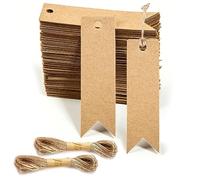 Etichette in carta kraft marrone con cordino, 200 pezzi, mini etichette in carta kraft da 7 x 2 cm, etichette vuote marroni per bagagli, etichette da appendere per regali, borse, artigianato
