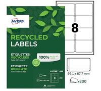 Etichette per buste e pacchi in carta riciclata - bianca - 99,1x67,7mm - 100 fogli - Avery