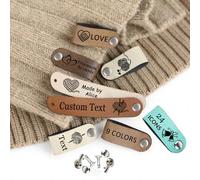 Etichette In Pelle Personalizzate Fatte A Mano,In Pelle Con Logo Di Testo Personalizzato For Rivetti,Etichette A Maglia E All'uncinetto,For Vestiti,Accessori Fai Da Te (C, 2.5×0.6)