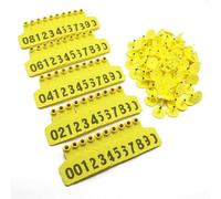 Etichette in plastica per animali da allevamento, Confezione da 100 etichette auricolari for bestiame multicolori con numeri di serie 001-1000(Yellow,801-900)