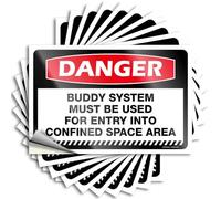Etichette in vinile olografico sarcastico per adulti Danger Buddy System deve essere utilizzato per l'ingresso in spazi ristretti Heavy Duty | Decorazione dentale/segni di birra per uomo grotta