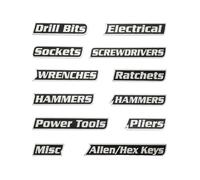Etichette magnetiche per cassetta degli attrezzi, 12 pezzi, etichette magnetiche per l'organizzazione di armadi, set stabile con codice colore per l'identificazione e il posizionamento di strumenti |