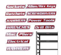 Etichette magnetiche per cassetta degli attrezzi, 12 pezzi, organizer magnetico per attrezzi, etichette in acciaio, soluzione organizzativa per il posto di lavoro, cassetti, garage, ufficio