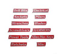 Etichette magnetiche per cassetta degli attrezzi, confezione da 12 per una facile organizzazione degli attrezzi e un accesso rapido (argento + rosso)