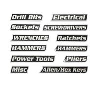 Etichette magnetiche per cassetta degli attrezzi, organizer per attrezzi, etichette magnetiche per carrelli in acciaio, per casa, cassetti, armadietti, garage, ufficio, ufficio, università