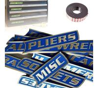 Etichette magnetiche per cassetta degli attrezzi, resistenti, di alta qualità, per l'organizzazione degli attrezzi, confezione da 12/24/36 etichette per meccanici, fai da te e officina, colore blu