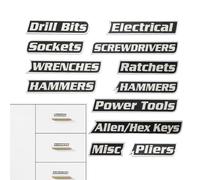 Etichette magnetiche per cassetta degli attrezzi, riutilizzabili, 12 pezzi, per etichette di stampa orientali, per garage, cassetti, officina, riparazione auto, meccanici, identificazione