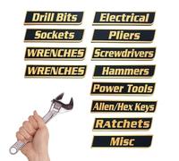 Etichette magnetiche per cassetta degli attrezzi, riutilizzabili, magnetiche, 12 pezzi, per la lettura orientale, per identificare classificazione, organizzazione, posizionamento, garage, officina