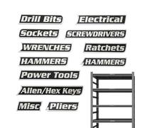 Etichette magnetiche per cassetta degli attrezzi, riutilizzabili, magnetiche, 12 pezzi, per la lettura orientale, per organizzare e identificare il posizionamento di garage, armadietti, cassetti