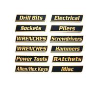 Etichette magnetiche per cassetta degli attrezzi, riutilizzabili, per la lettura orientale, per identificare classificazione, organizzazione, posizionamento, garage, officina, auto, 12 pezzi