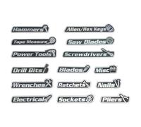 Etichette magnetiche per cassetta degli attrezzi, set completo di organizzativi per attrezzi, etichette per cassetti da officina, ideali per garage, officina, armadi,