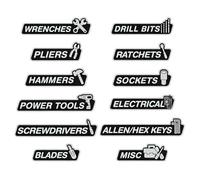 Etichette magnetiche per cassette degli attrezzi, adesivi magnetici in resina, etichette magnetiche per cassetti, per meccanici, classificazione, carrelli, garage, officine, armadi