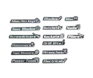 Etichette magnetiche Toolbox - Indicatori organizer da 15 pezzi, etichette di classificazione riutilizzabili, strisce con nome scrivibili | Set di identificatori per per carichi pesanti