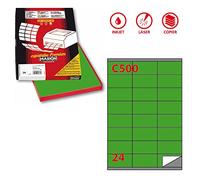 Etichette Markin adesiva C/500 verde 100 fogli A4 (24 etichette da 70x36mm) [210C500VE]