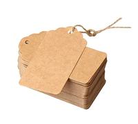 Etichette marroni dei prezzi con corda | Etichette per bagagli Kraft | Etichette artigianali | Etichette regalo di carta | DENSCO 100 pezzi 7 x 4 cm