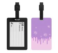 Etichette minimaliste per bagagli, con fiocchi di neve che si sciolgono, colori pastello