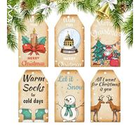 Etichette natalizie, targhette con nomi natalizi | Etichette natalizie 60 pezzi Decorazione per albero di Natale - per cartoni animati, natalizi per albero di Natale, finestre