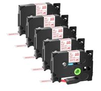 Etichette nere su tessuto bianco 3~10pk 12mm compatibile con TZ TZE-FA231 TZ-FA3 TZE-FA3R per produttori di etichette come PT-H100 PT200(5PK Red on White)