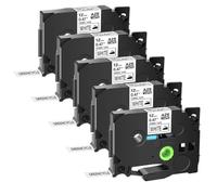 Etichette nere su tessuto bianco 3~10pk 12mm compatibile con TZ TZE-FA231 TZ-FA3 TZE-FA3R per produttori di etichette come PT-H100 PT200(5PK Black on White)