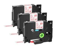 Etichette nere su tessuto bianco 3~10pk 12mm compatibile con TZ TZE-FA231 TZ-FA3 TZE-FA3R per produttori di etichette come PT-H100 PT200(3PK Red on White)