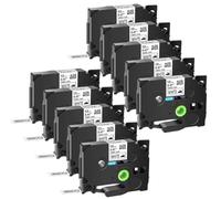 Etichette nere su tessuto bianco 3~10pk 12mm compatibile con TZ TZE-FA231 TZ-FA3 TZE-FA3R per produttori di etichette come PT-H100 PT200(10PK Black on White)
