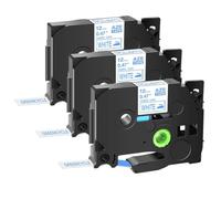 Etichette nere su tessuto bianco 3~10pk 12mm compatibile con TZ TZE-FA231 TZ-FA3 TZE-FA3R per produttori di etichette come PT-H100 PT200(3PK Blue on White)