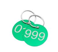 Etichette numerate in acciaio per chiavi, Targhette numeriche in metallo con anelli Portachiavi rotondo in alluminio multicolore 1-200 for portachiavi carta d'identità(Green,100-200)