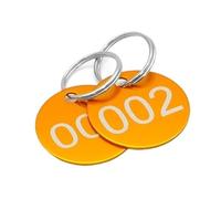 Etichette numerate in acciaio per chiavi, Targhette numeriche in metallo con anelli Portachiavi rotondo in alluminio multicolore 1-200 for portachiavi carta d'identità(Yellow,1-50)