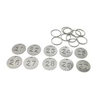 Etichette Numerate In Metallo Etichette numeriche rotonde in acciaio inossidabile da 30 pezzi Targhette scavate cartellini 1-30 for chiavi Marcatori in metallo