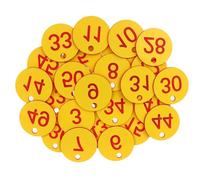 Etichette numerate in plastica, 100 pezzi di etichette rotonde in plastica con numeri sequenziali colorati da 3,5 cm for marcatori giardino, cartelli for hotel(Yellow)