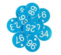 Etichette numerate in plastica, 100 pezzi di etichette rotonde in plastica numerate for chiavi, borse, bagagli, armadietti, hotel, cassette postali, palestra(Blue)