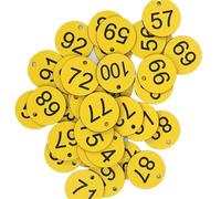 Etichette numerate in plastica Etichette con numeri in ABS multicolore rotonde incise, 3,5 cm, 100 pezzi 1-100, for ristorante di apicoltura(Yellow)