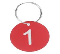 Etichette numerate in plastica Etichette con numeri rotonde incise in ABS 100 pezzi Nero Rosso for Portachiavi Borse Armadietto for bagagli(Red)