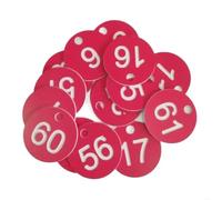 Etichette numerate in plastica Targhette Numeriche Rotonde In Plastica Incise Multicolor 100 Pz(Red)